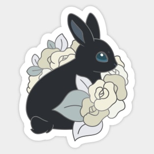 Floral Bunny - Black Sticker